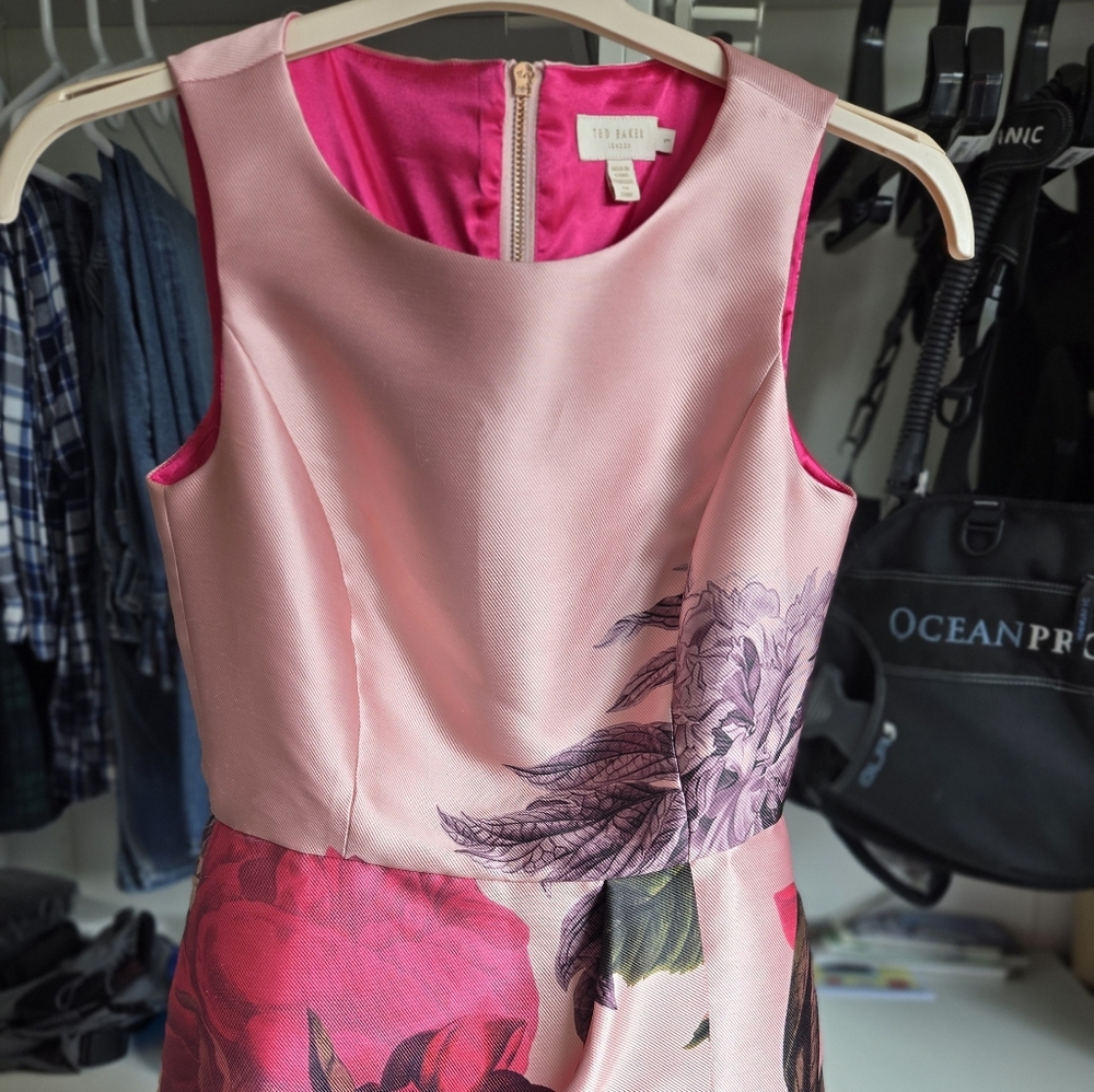 Ted Baker Pink Floral Midi Dress